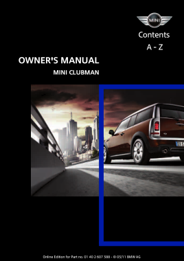 2011 Mini USA CLUBMAN Owners Manual
